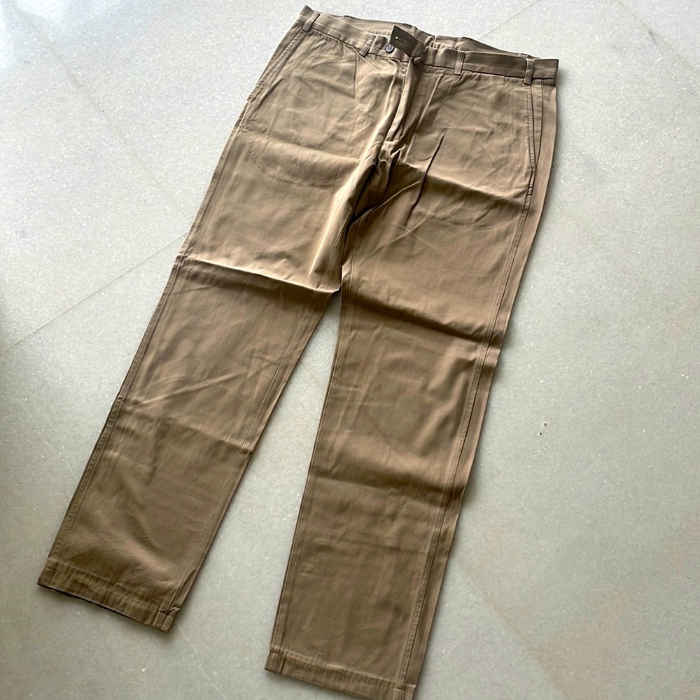 Salvatore Ferragamo Mens Beige Chinos Size IT 52 Us34 with leather logo detail